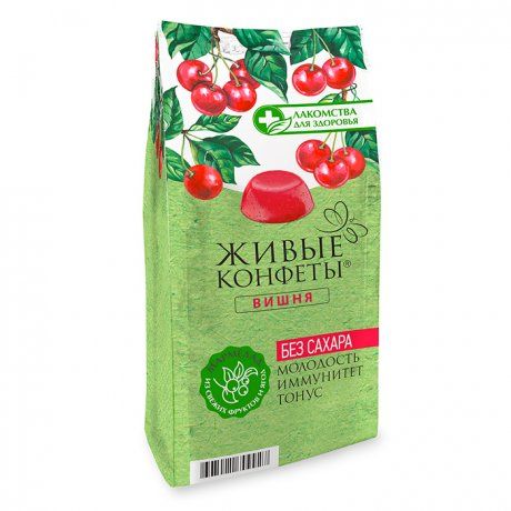 фото упаковки Живые конфеты Мармелад вишня без сахара
